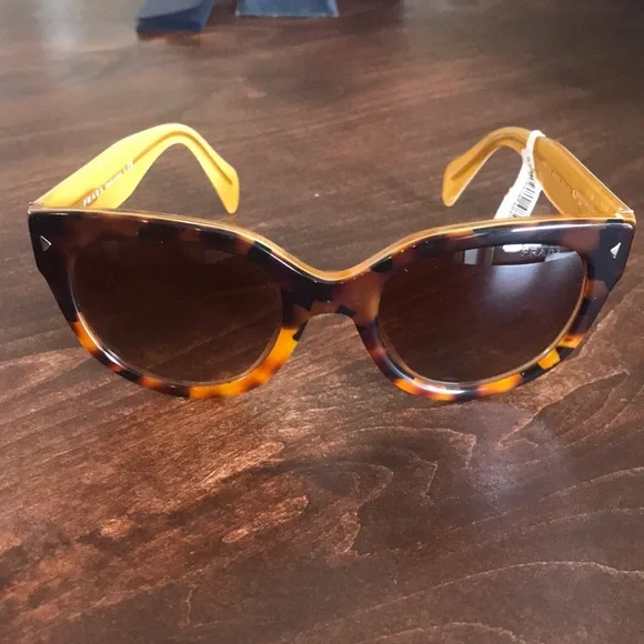 Prada Tortoiseshell and Yellow Sunglasses - Picture 1 of 12